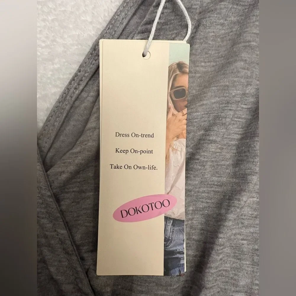 SMALL NWT Grey Wide-Leg Jumpsuit Jumper Elastic Waist and Sleeveless Tank - Picture 9 of 13